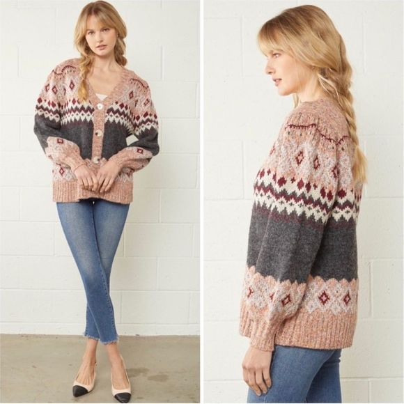 NEW Vintage Patterned Cardigan Antique Moves - Picture 2 of 6